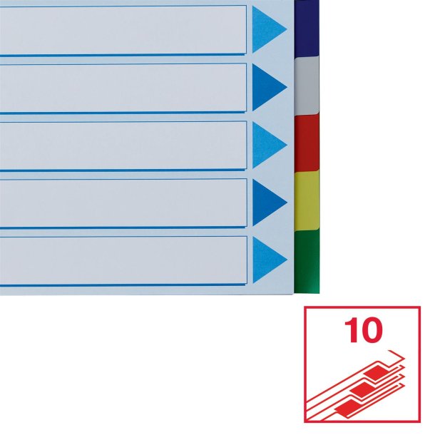 Faneblade PP A4 maxi 10delt farvede faner