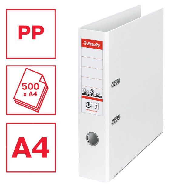 Brevordner No1 Power PP A4 75mm hvid
