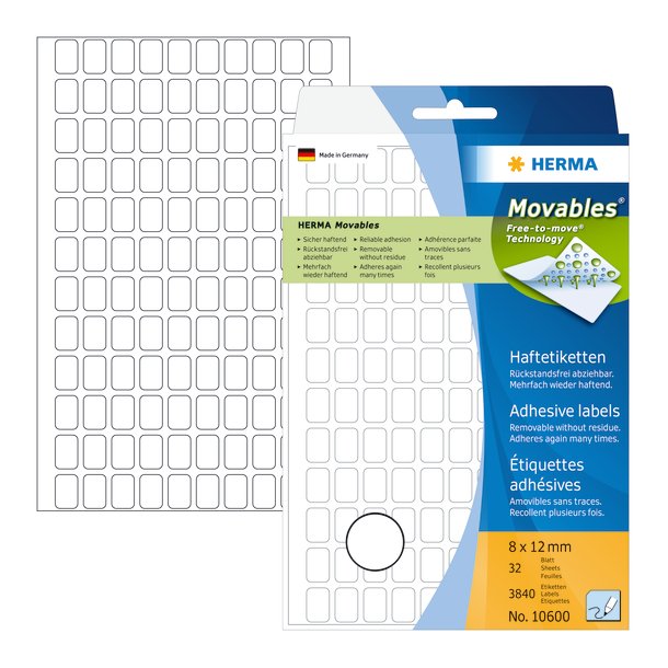 Herma etiket manuel aftagelig 8x12 hvid (3840)