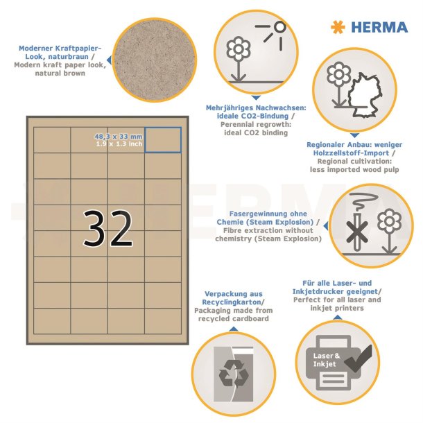 Herma etiket Silphie 48,3x33 kraftpapir (640)