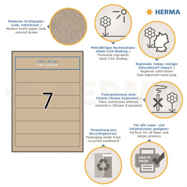 Herma etiket Silphie 192x38 kraftpapir (140)