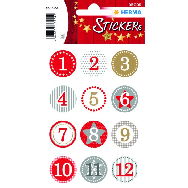 Herma stickers Decor julekalendergaver rd 1-24 (2)