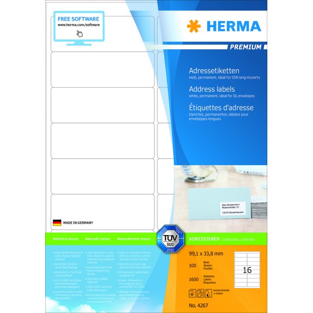 Herma etiket Premium A4 100 99,1x33,8 (1600)