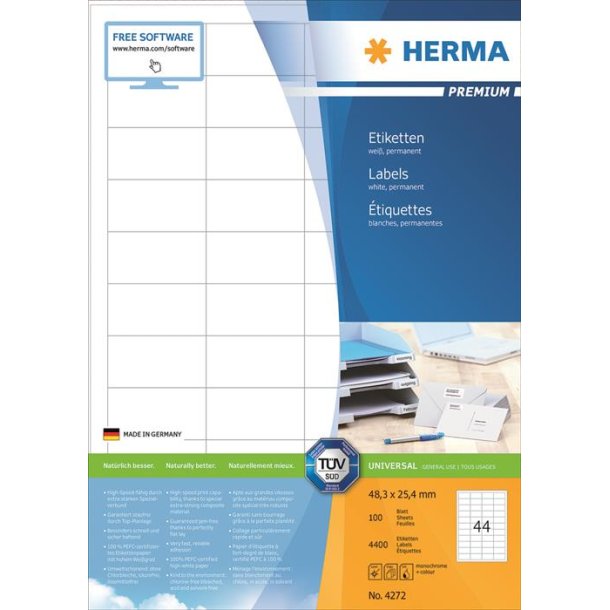 Herma etiket Premium A4 100 48,3x25,4 (4400)