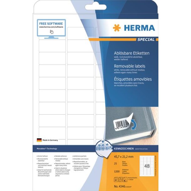 Herma etiket aftagelig 45,7x21,2 (1200)