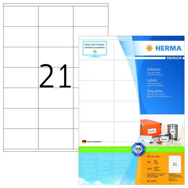 Herma etiket Premium A4 100 70x41 (2100)