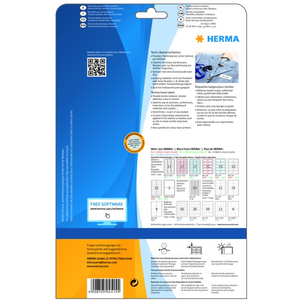 Herma navne/tekstil etiket aftagelig 88,9x33,8 hvid (320)