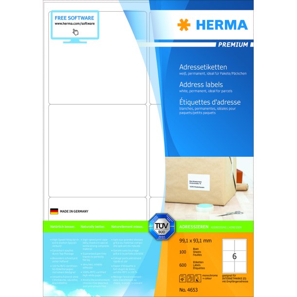 Herma etiket Premium A4 100 99,1x93,1 (600)