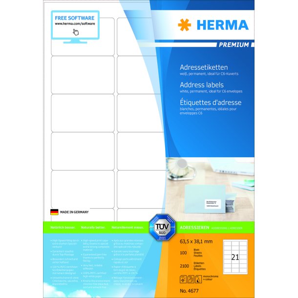 Herma etiket Premium A4 100 63,5x38,1 (2100)