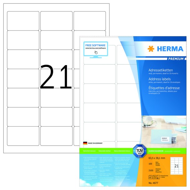 Herma etiket Premium A4 100 63,5x38,1 (2100)