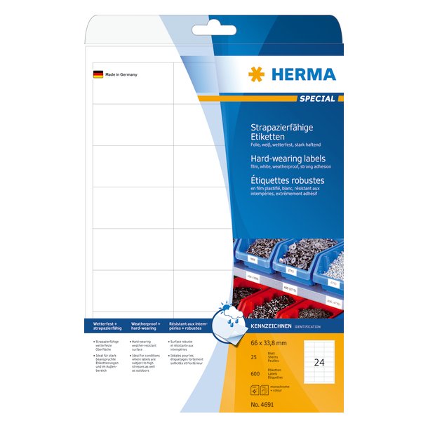 Herma etiket film ekstra strk 66x33,8 mat (600)