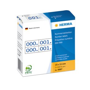 Herma etiket tal 0-999 dobbel 10x22 bl (2x1000)