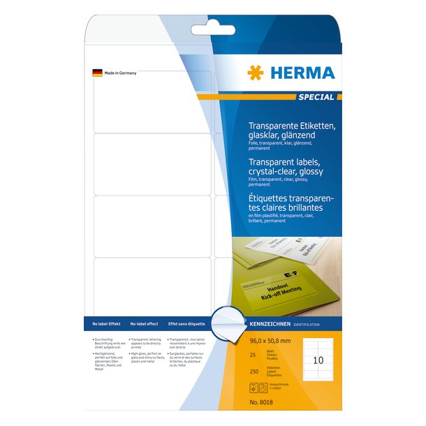 Herma etiket film 96x50,8 transp klar (250)