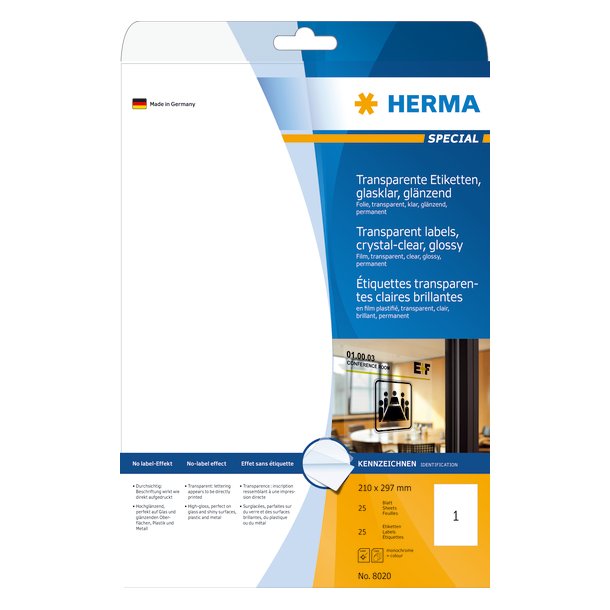 Herma etiket film 210X297 transp klar (25)