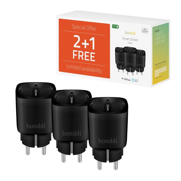 Smart Socket (EU), Promo Pack 2+1, Black