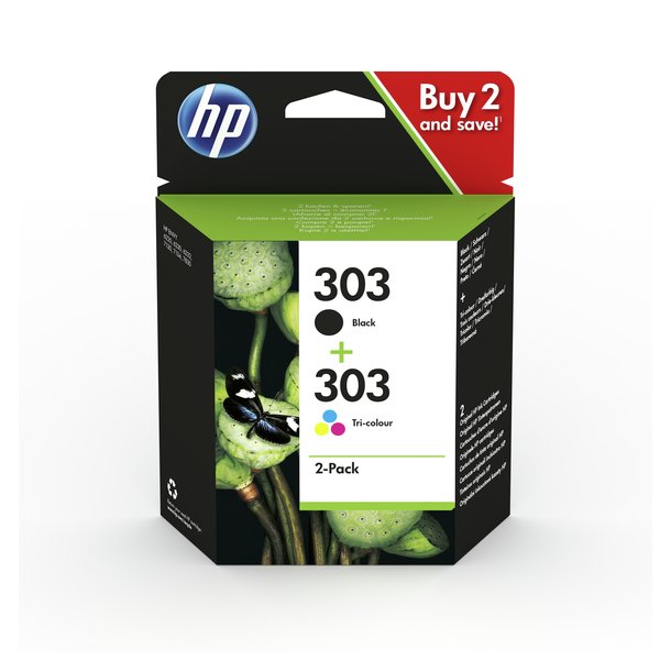 HP 303 tri color &amp; black ink cartridge combo 2-pack