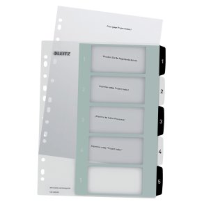 Register printbar PP A4+ 1-5 hvid/sort