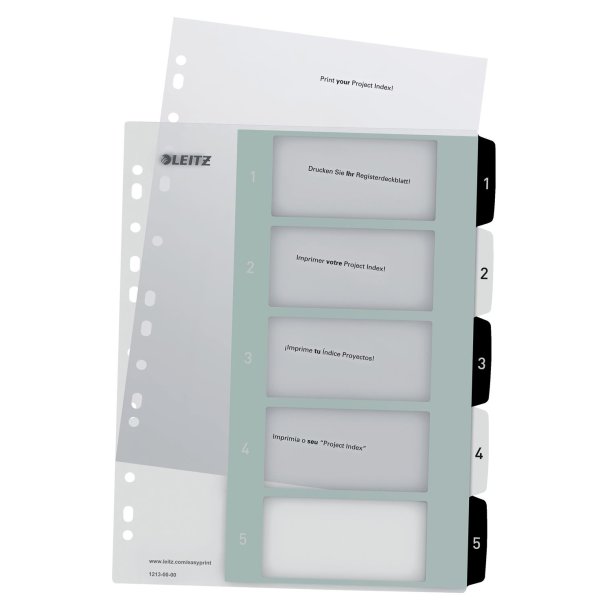 Register printbar PP A4+ 1-5 hvid/sort