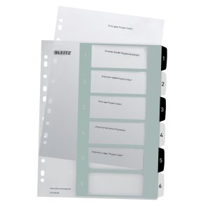 Register printbar PP A4+ 1-6 hvid/sort