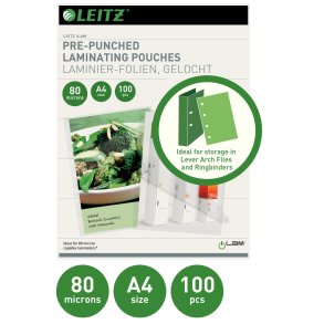 Lamineringslomme forhullet 80my A4 (100)