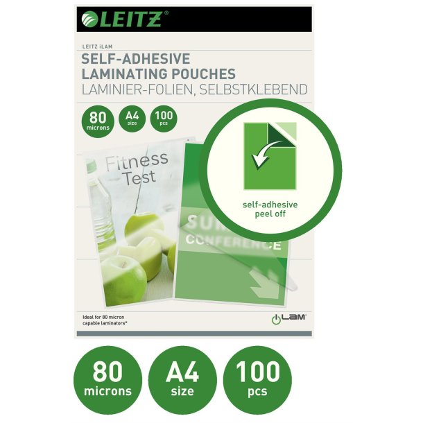 Lamineringslomme selvklb 80my A4 (100)