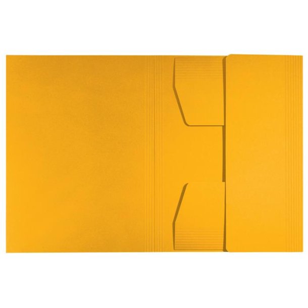 3-klap mappe recycle karton A4 gul