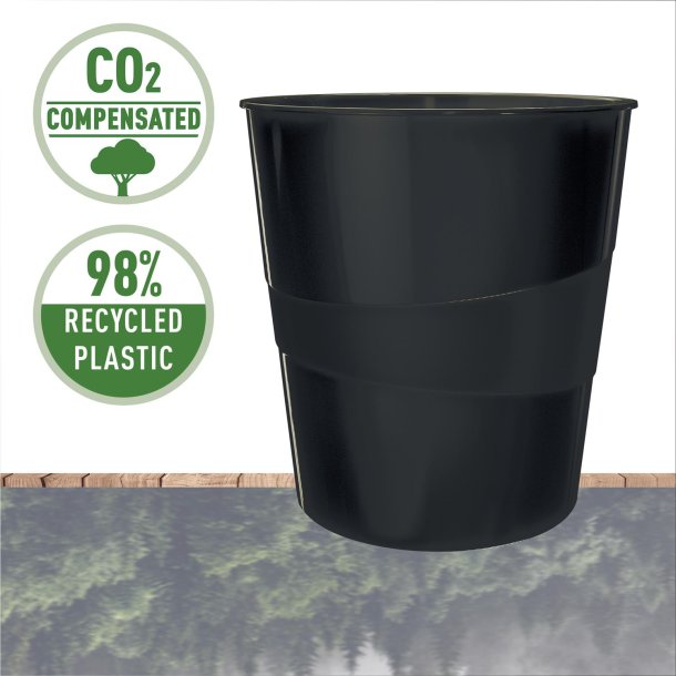 Papirkurv recycle 15 liter sort