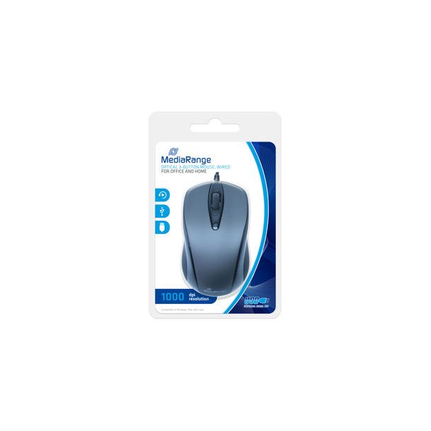 MediaRange Optical 3-button wired mouse, Black