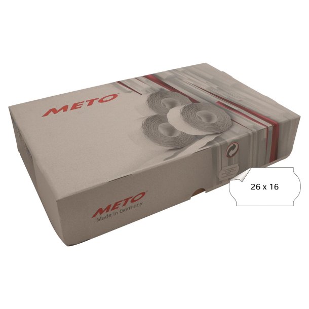 Meto etiket aftag 26x16 hvid (36rl/1200)