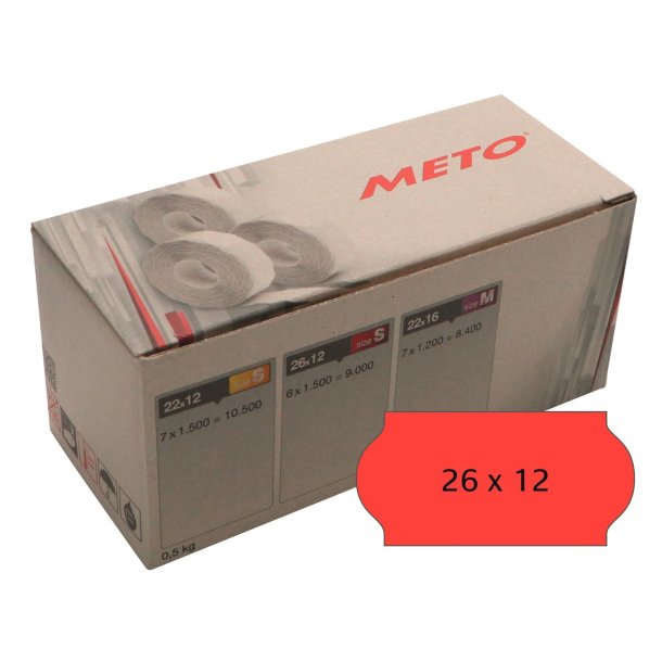 Meto etiket perm 26x12 r�d (6rl/1500)