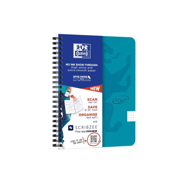 Oxford Touch notesbog A5+ kvadreret 70 ark 90g turkis