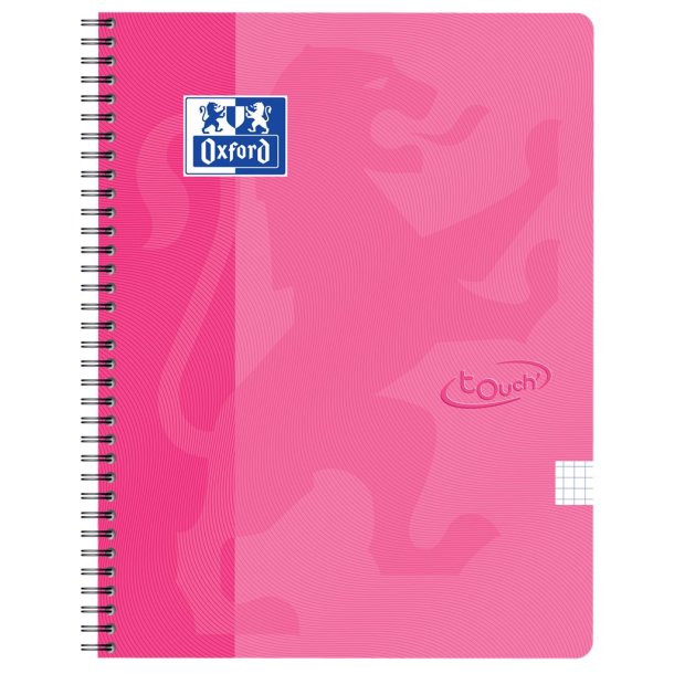 Oxford Touch notesbog A4+ kvadreret 5x5 70 ark 90g pink