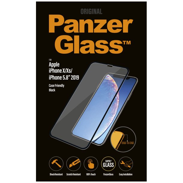 PanzerGlass iPhone X/Xs/11 Pro, Black (Case Friendly)