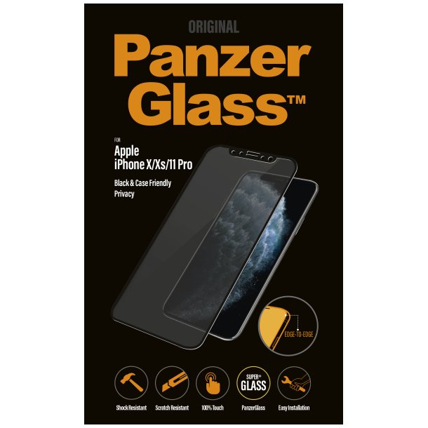 PanzerGlass iPhone X/Xs/11 Pro Privacy, Black (Case Friendly