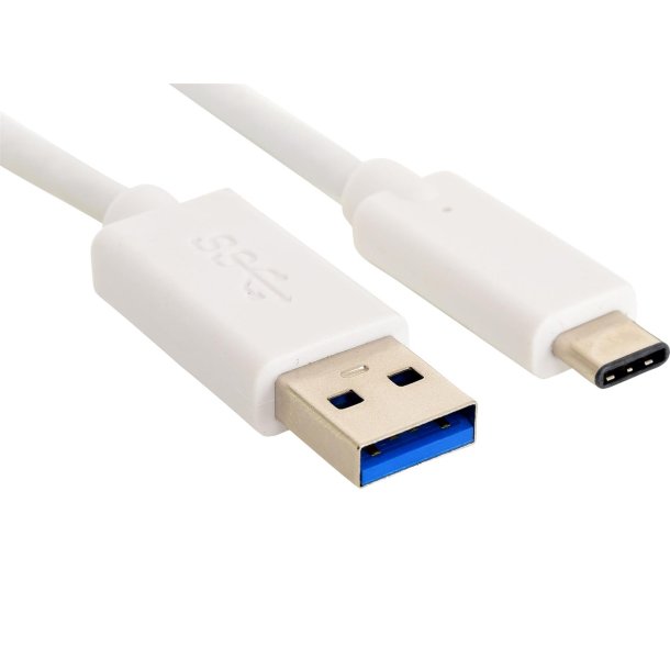 USB-C to USB-A 3.0 Cable, White (1m)