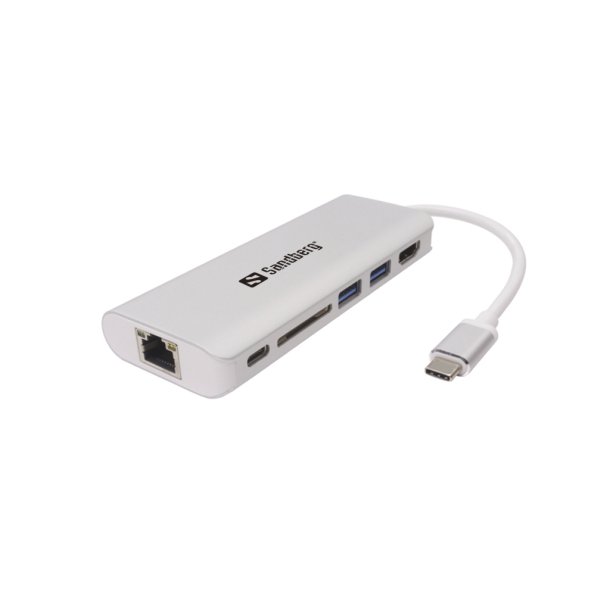 USB-C Dock HDMI+LAN+SD+USB,61W, White