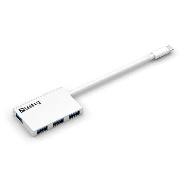 USB-C to 4 x USB 3.0 Pocket Hub, White