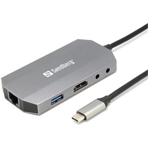 USB-C 6-in1 Travel Dock, Alu