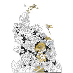 Fineliner pigment liner sort + s�lv og guld (3+2)