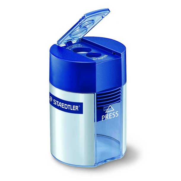 Blyantspidser m/holder Double slv/bl