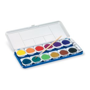 Vandfarver m/pensel 12 ass farver