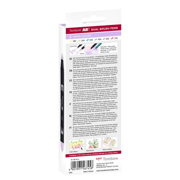 Marker Tombow ABT Dual Brush 6C-2 Pastel carton (6)