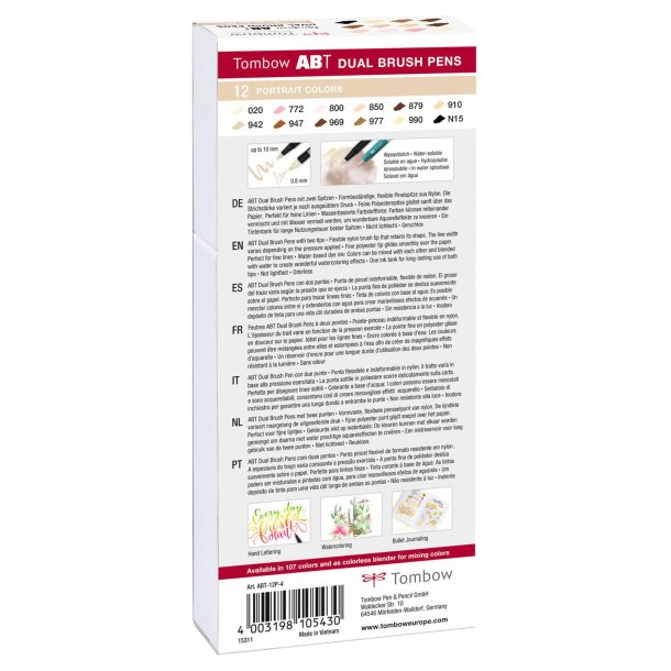 Marker Tombow ABT Dual Brush 12P-4 Portrait colours (12)