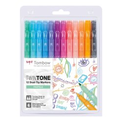 Marker Tombow TwinTone pastel 0,3/0,8 (12)