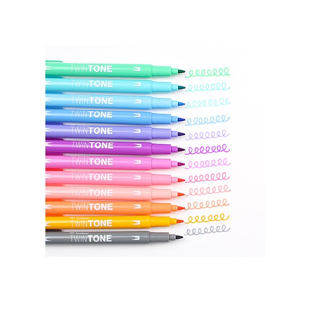 Marker Tombow TwinTone pastel 0,3/0,8 (12)