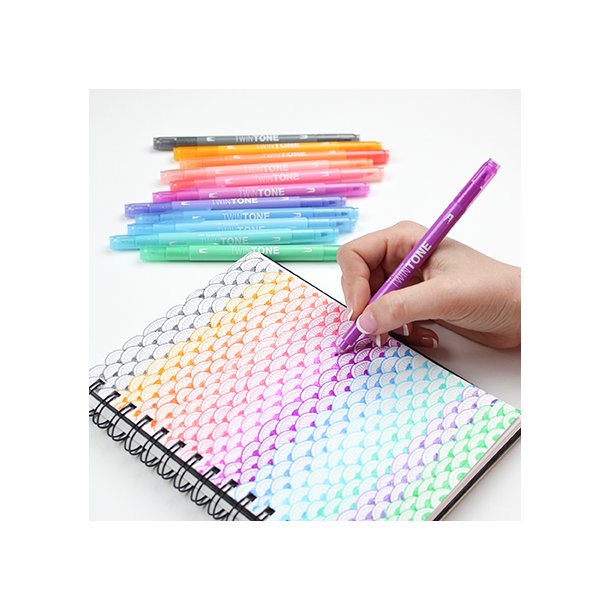 Marker Tombow TwinTone pastel 0,3/0,8 (12)