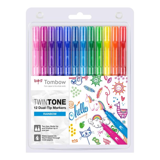 Marker Tombow TwinTone Rainbow 0,3/0,8 (12)