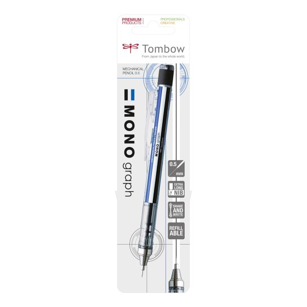 Stiftblyant Tombow MONO graph 0,5 hvid blister