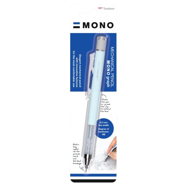 Stiftblyant Tombow MONO graph 0,5 pastel bl blister