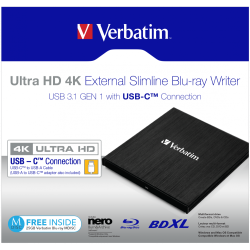 Ext. Ultra Hd 4K Slimline Blu-Ray Writer w/USB-C